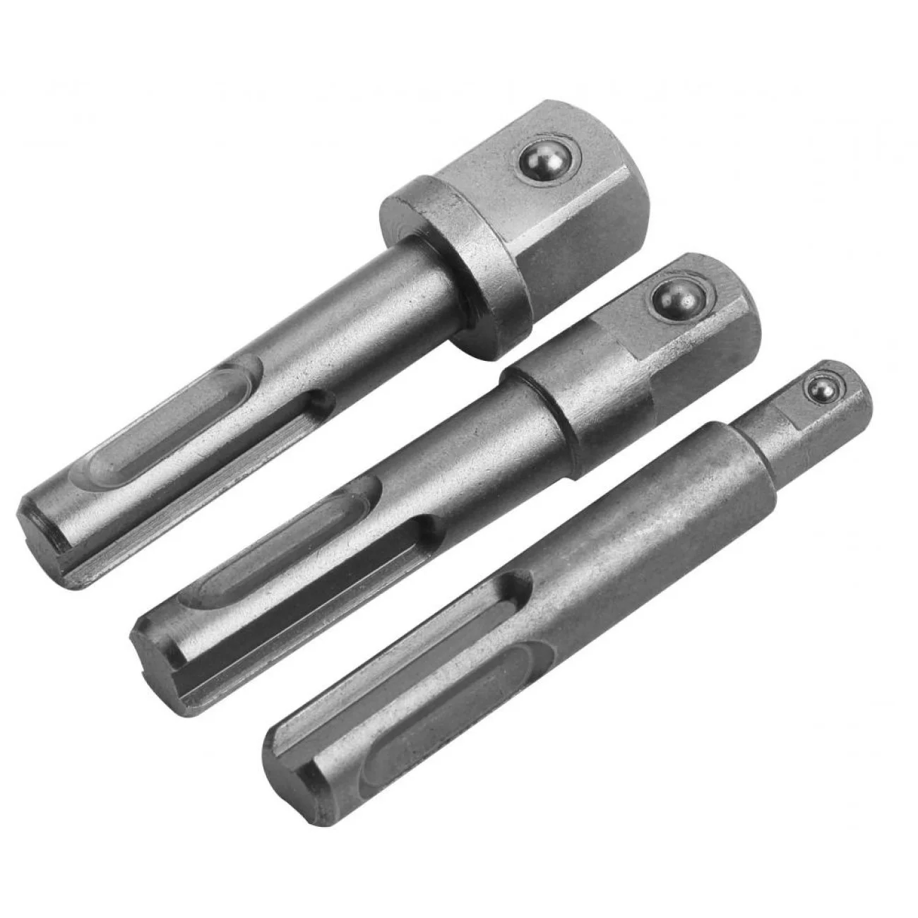 3 Adaptoare SDS-plus diametru 10 mm x 1/4"; diametru 10 mm x 3/8"; diametru 10 mm x 1/2"