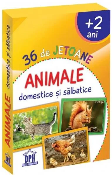 36 de jetoane. Animale domestice și sălbatice - Board book - *** - Didactica Publishing House