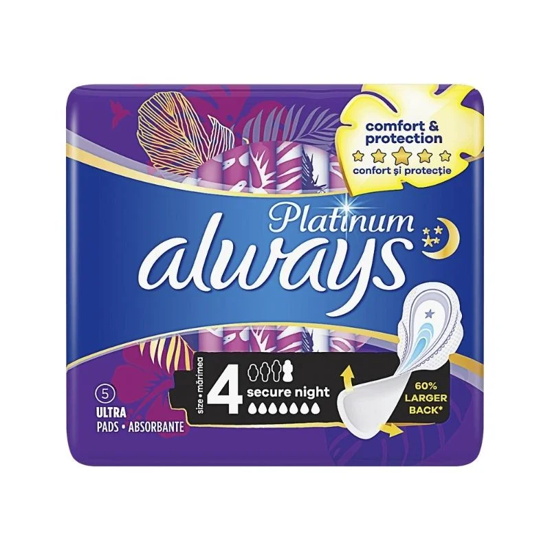 Absorbante Platinum Night Ultra, 5 bucati, Always
