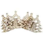 Accesorii creatie, lemn decupat, brad cu Om de zapada, set 6 buc, Colorarte, FS-MF