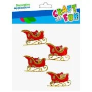 Accesorii creatie, sania lui Mos Craciun, decoratiune Craciun, set 4 buc, Craft with Fun, 501400
