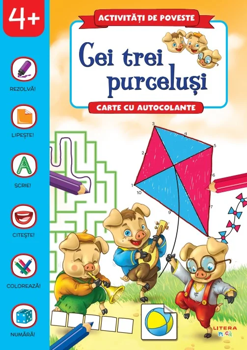 Activitati de poveste. Cei trei purcelusi. Carte cu autocolante