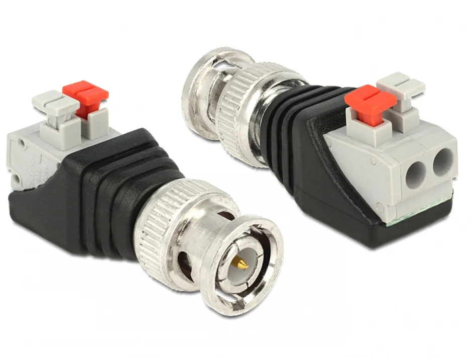 Adaptor BNC tata la bloc terminal 2 pini, Delock 65525