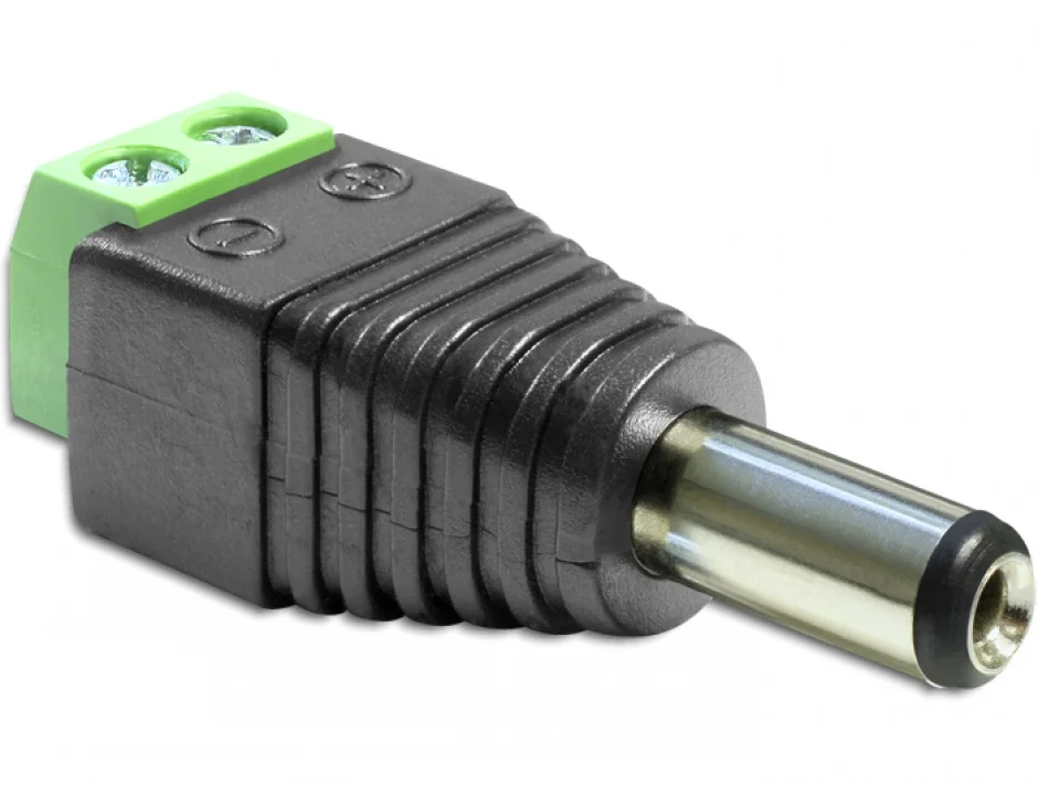 Adaptor DC 2.5 x 5.5 mm tata la bloc Terminal 2 pini, Delock 65487