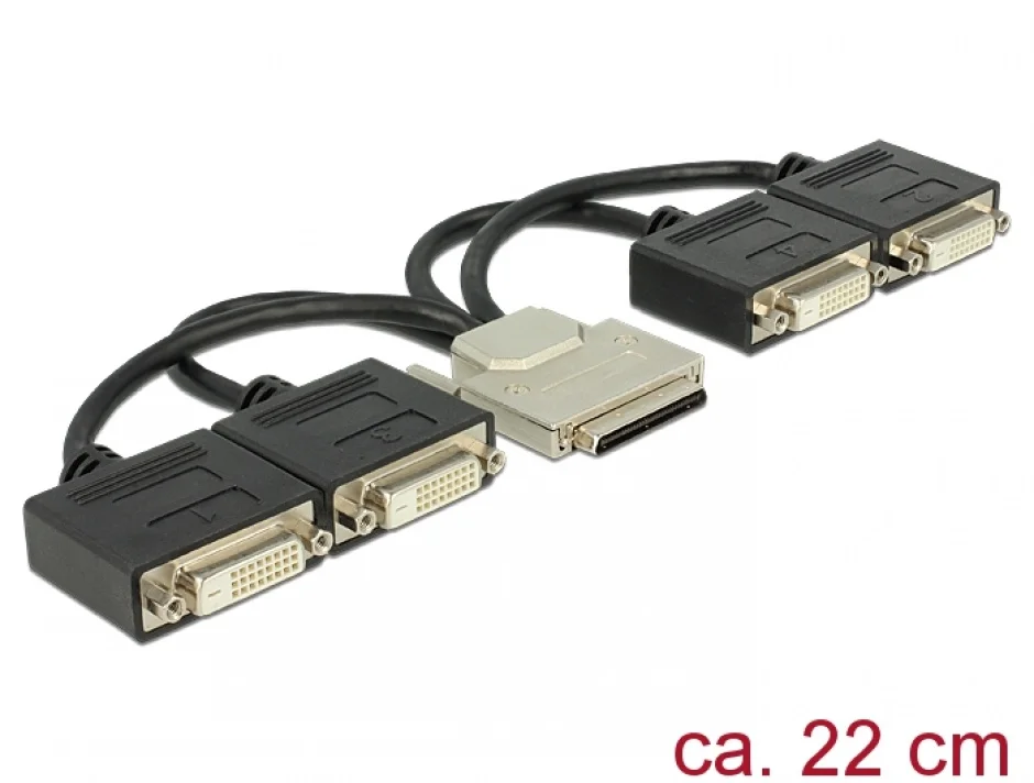 Adaptor VHDCI-68 pini la 4 x DVI 24+1 pini T-M 22cm, Delock 65649*
