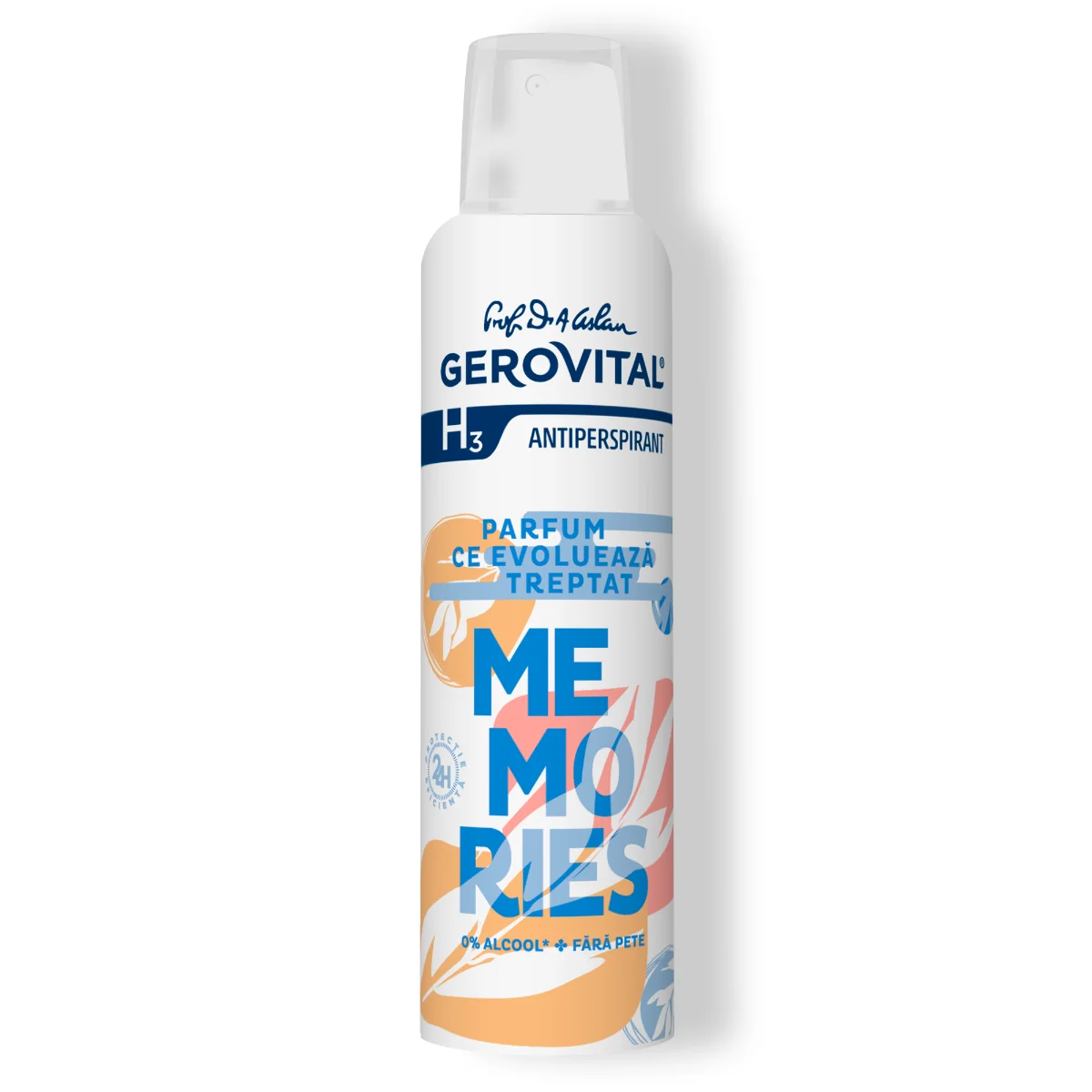 Antiperspirant Memories  Protecție 48h, Fără Pete și Fără Alcool, Note Fructate-condimentate, Gerovital H3 Antiperspirante, 150 Ml