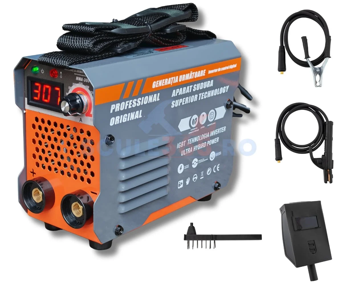 Aparat invertor de Sudura 300A, 1.6-5mm, *CABLU electrod 3M* , 3kg, IP21S, 220V, URAL MMA300
