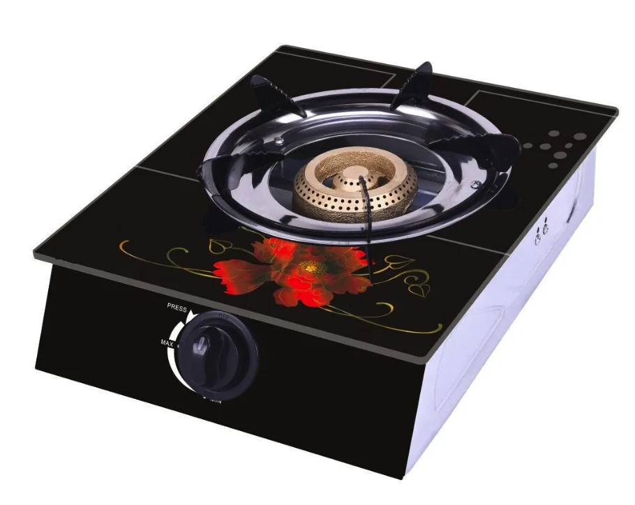 Aragaz din sticla securizata 1 ochi din fonta aprindere pe quartz negru