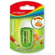 Ascutitoare simpla Keyroad Twist KR970711, 1 orificiu, plastic, rotativa, cu radiera, pe blister