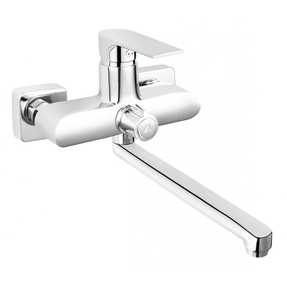 Baterie cada sau dus culoare crom Algeo Square, cu pipa lunga Ferro