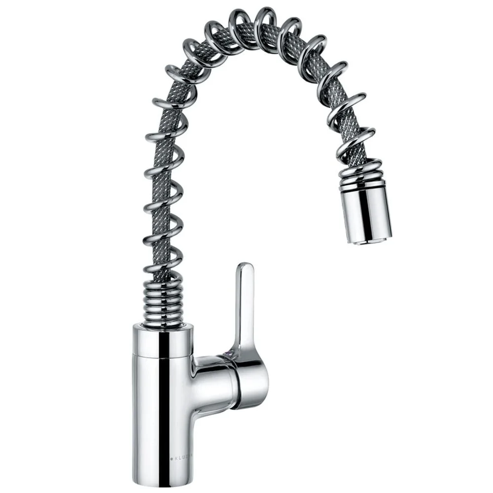 Baterie chiuveta bucatarie crom cu dus extractibil si pipa flexibila Kludi, Bingo Star