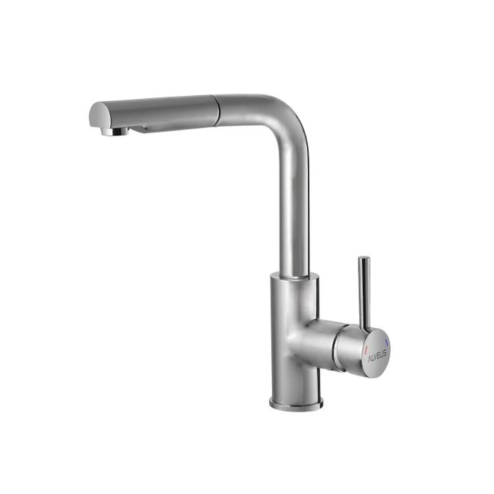 Baterie chiuveta bucatarie crom satin cu dus extractibil Alveus Siros P