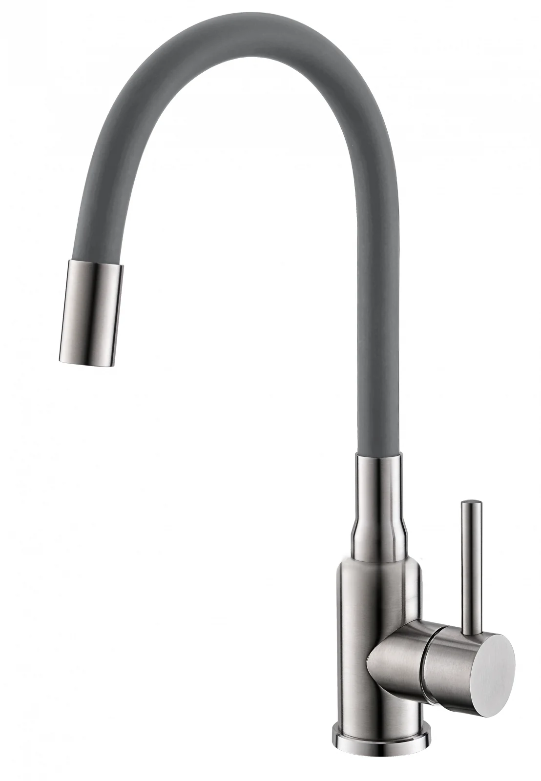 Baterie chiuveta bucatarie cu pipa flexibila, gri, Alveus Flexa