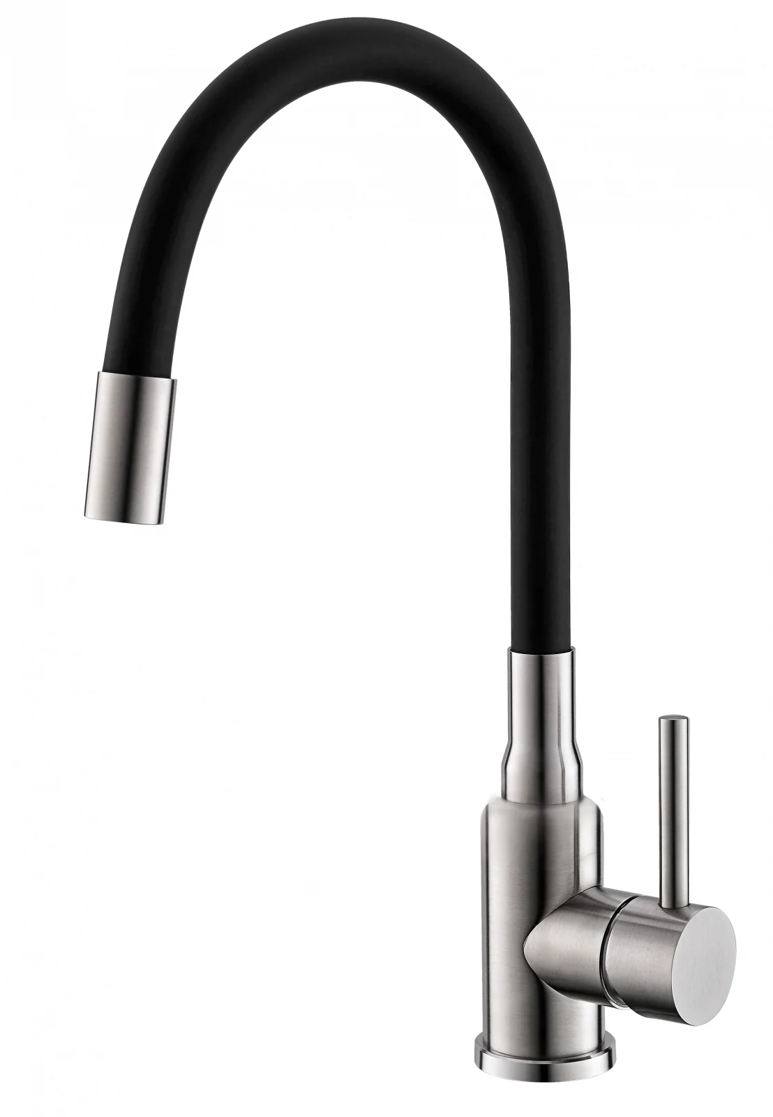 Baterie chiuveta bucatarie cu pipa flexibila, negru, Alveus Flexa