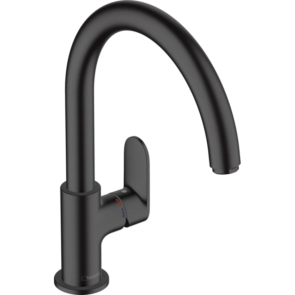 Baterie chiuveta bucatarie neagra, monocomanda, rotunda Hansgrohe Vernis Shape M35 71870670