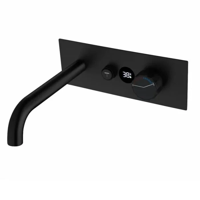 Baterie de baie incastrata cu afisaj temperatura, culoare negru mat, Digital Form