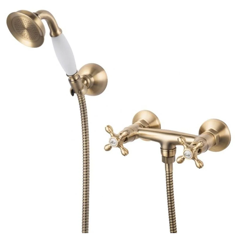 Baterie dus FDesign Lacrima cu para si furtun dus, bronz periat