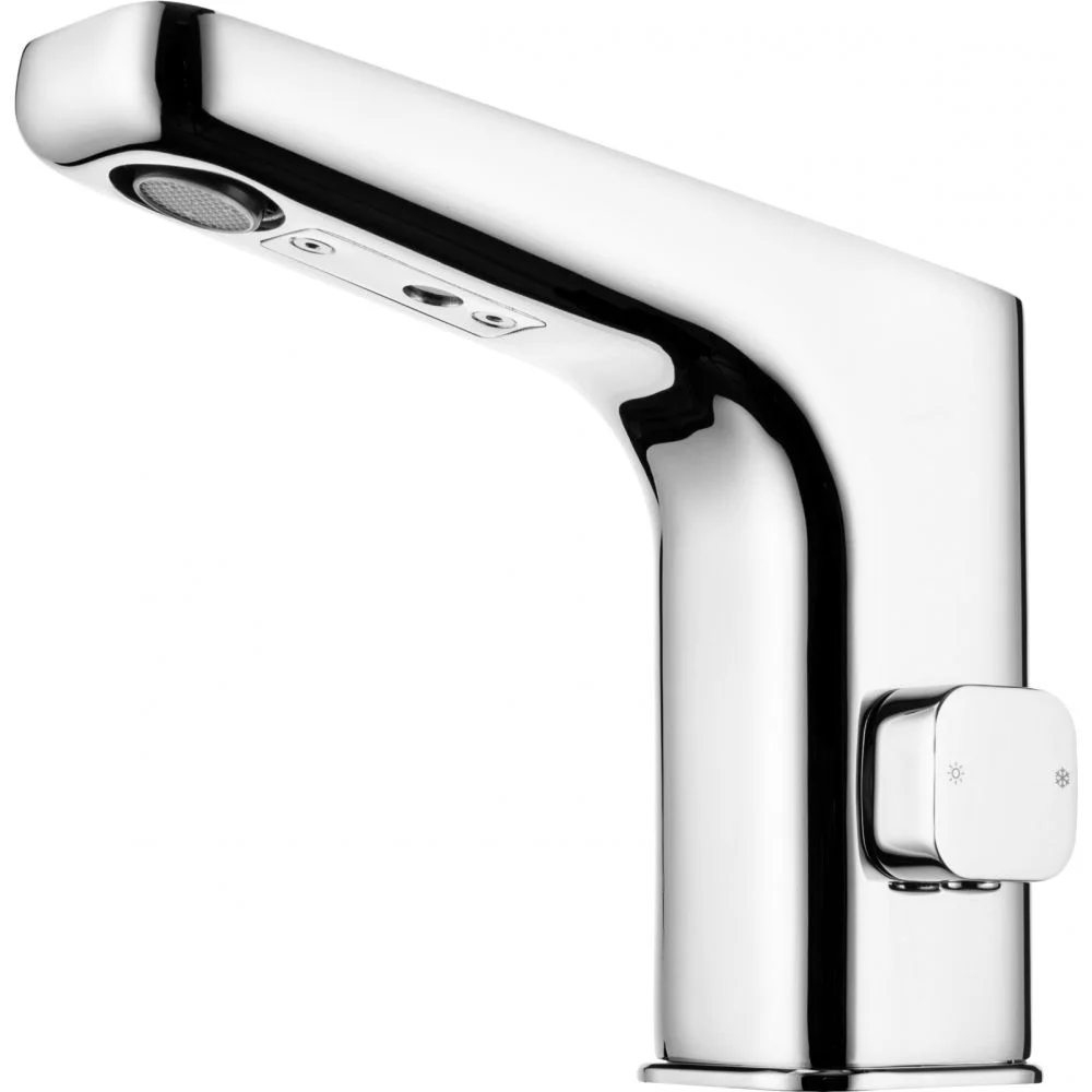 Baterie lavoar crom lucios, senzor si control temperatura, 4 AA acumulator (LR6) 1.5V, Deante Hiacynt