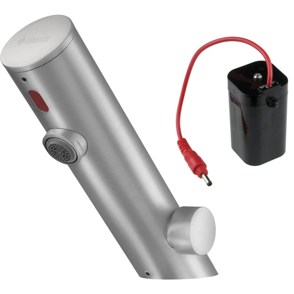 Baterie lavoar cu senzor, culoare otel slefuit, 4 baterii AA, control temperatura, Deante Sense