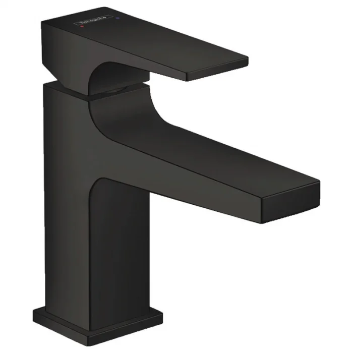 Baterie lavoar cu ventil inclus, negru mat, monocomanda, Hansgrohe Metropol 100
