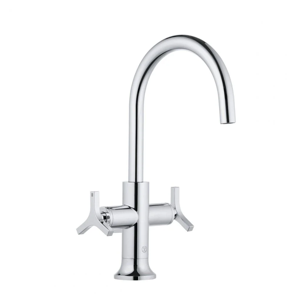 Baterie lavoar dubla comanda Kludi Nova Fonte, ventil inclus, manere stea, crom lucios