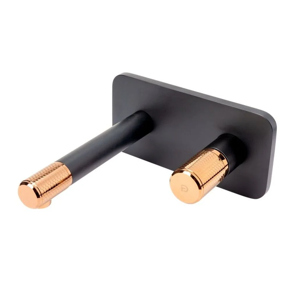 Baterie lavoar incastrata FDesign Ardesia, corp incastrat inclus, negru mat rose gold lucios