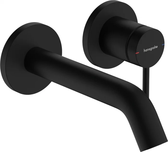 Baterie lavoar montaj pe perete, negru mat, Hansgrohe Tecturis S
