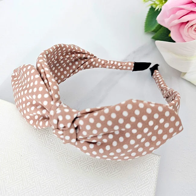 Bentita bufanta YKA, cu funda si imprimeu cu buline, Roz prafuit