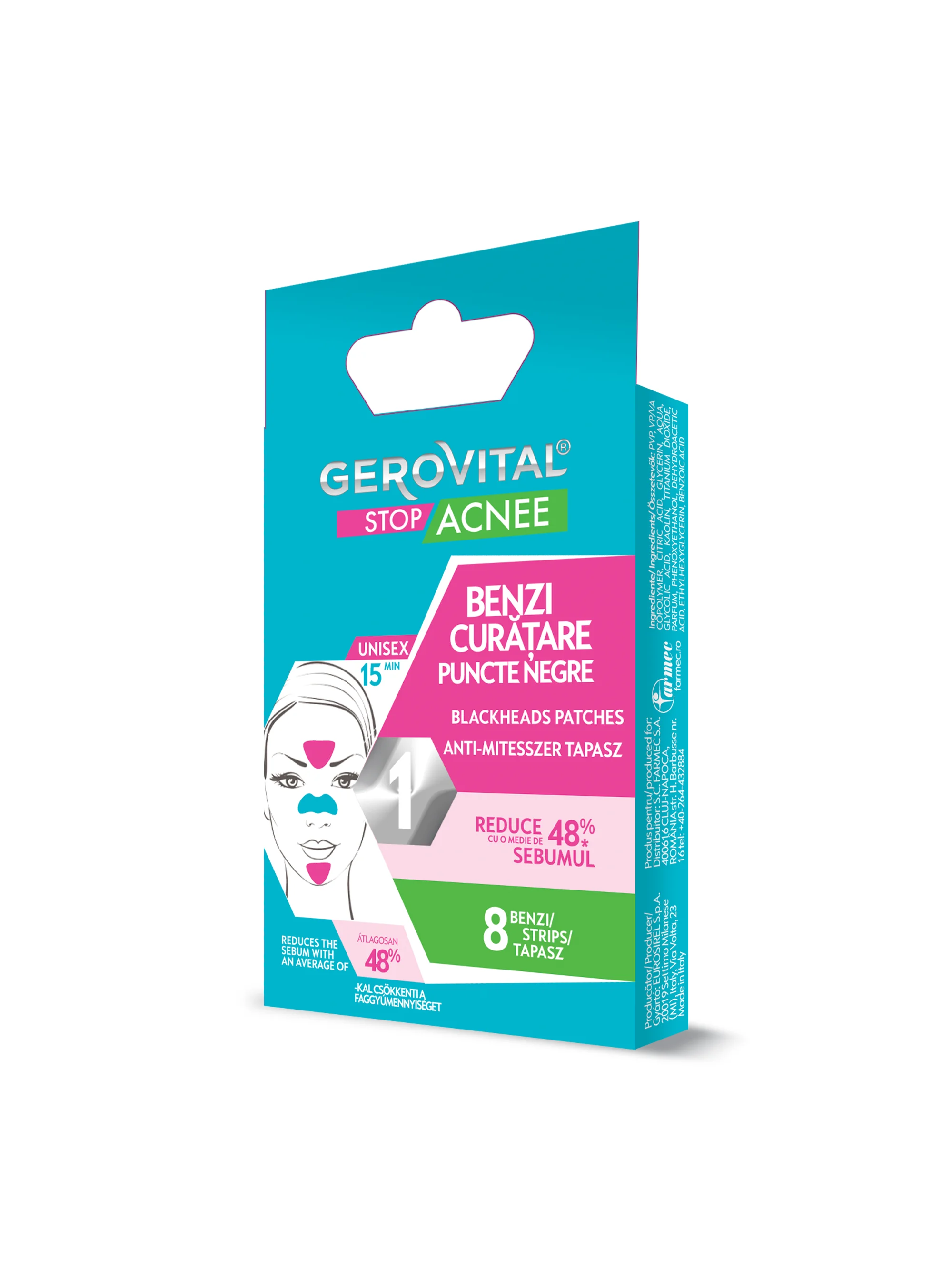 Benzi Pentru ndepărtarea Punctelor Negre, Gerovital Stop Acnee, 8 Buc