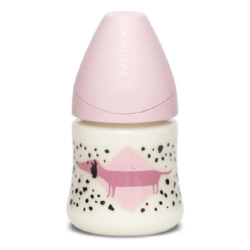Biberon cu debit lent, catelus roz, Fusion, 150 ml, Suavinex