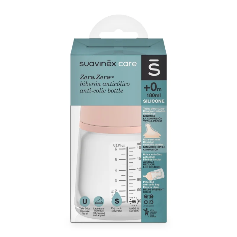 Biberon cu debit lent Zero Zero, 180 ml, Suavinex