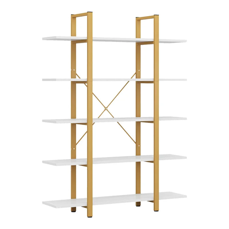 Biblioteca Esthon  finisaj marmura Alb cu metal auriu, 120x28x180cm