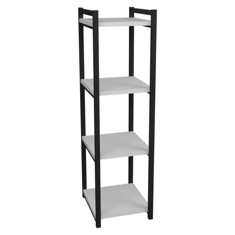 Biblioteca Harvey  metal negru si melaminat alb 33x28x100cm