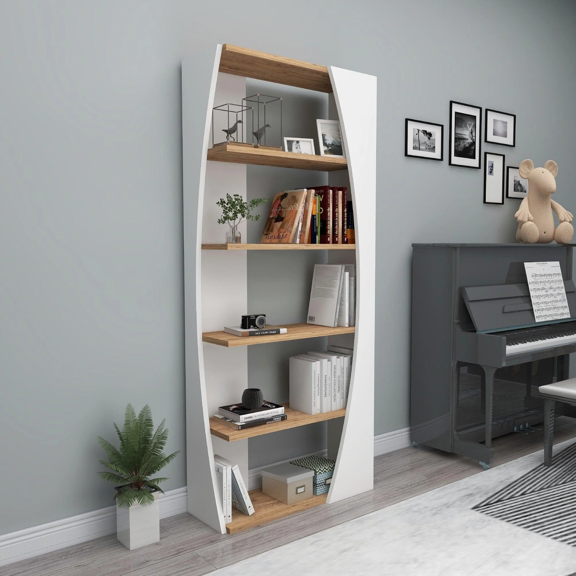 Biblioteca Selge Prag Design, 5 rafturi, 64 x 150 x 24 cm