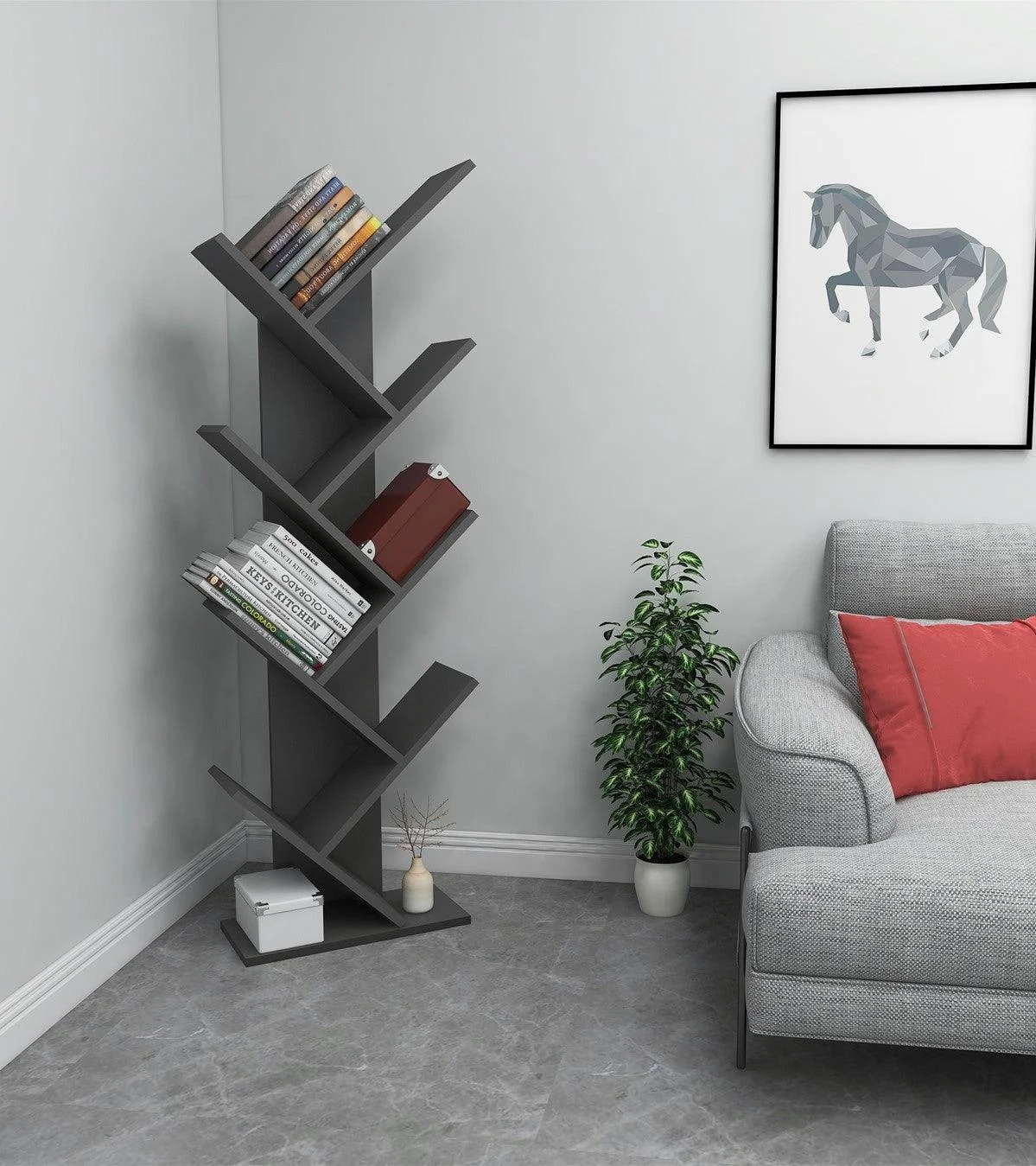 Biblioteca Zermat, Gri, 46x128,5x22 cm