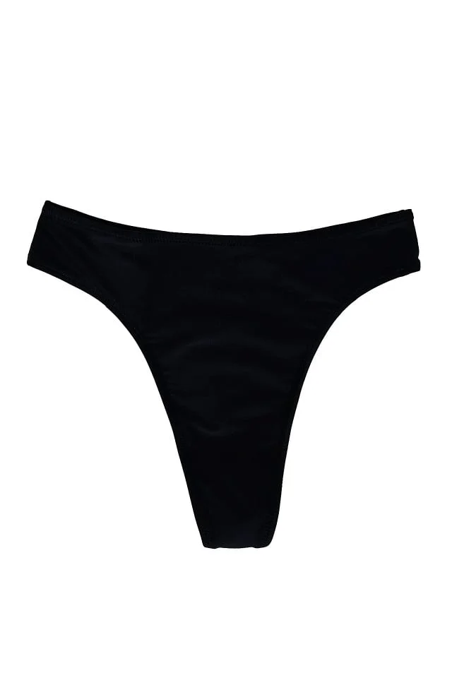 Bikini de baie dama, Luke, cu talie inalta si croi tanga, Negru