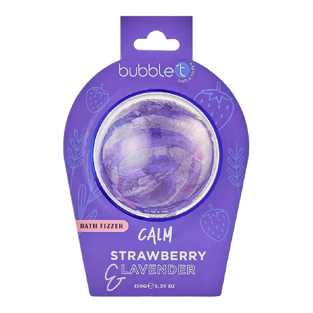 Bila efervescenta de baie calmanta, Lavender & Strawberry, 150g, Bubble T