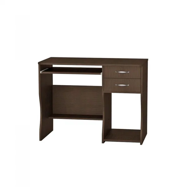 Birou PC SKM-7, cu suport glisant pentru tastatura, 2 sertare, rafturi depozitare, wenge, 100x55x77 cm