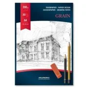 Bloc desen A4, 20 file - 200gsm, AURORA Grain - carton alb