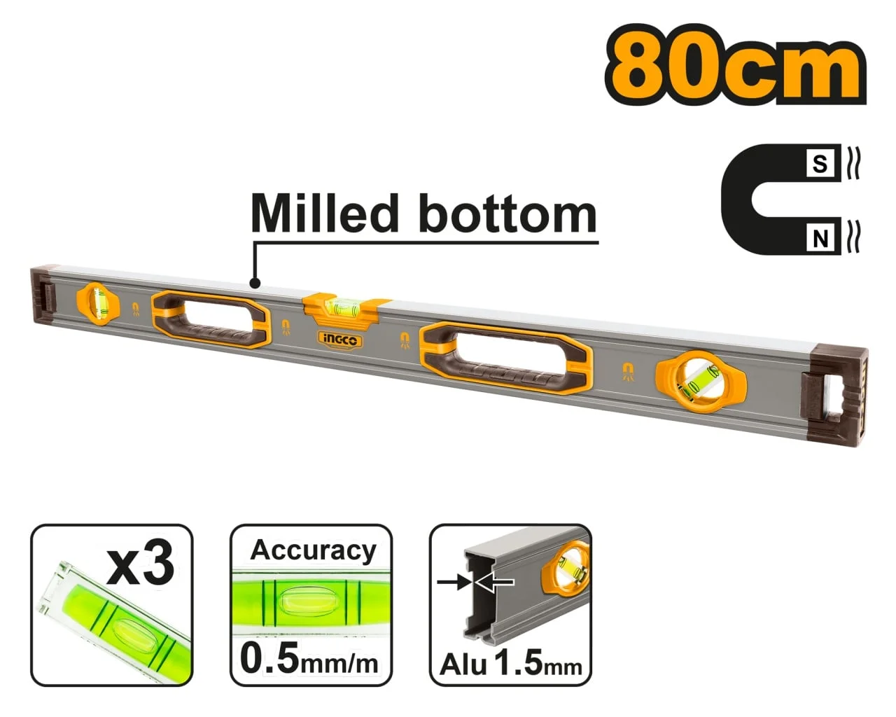 Boloboc 60cm Magnetic Industrial INGCO HSL38060M