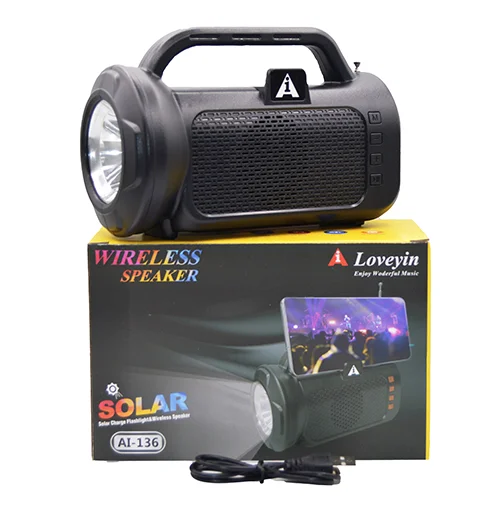 Boxa portabila AI136 cu panou solar si lanterna USB Bluetooth
