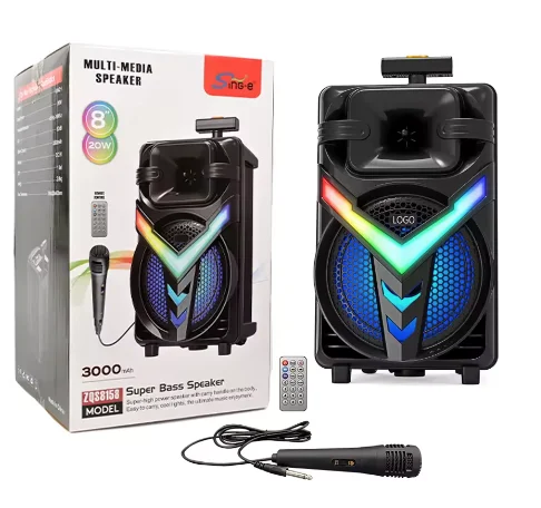 Boxa portabila tip troller ZQS 8158 Bluetooth Difuzor 8Inch 3000 mAh 20W Subwoofer Super Bass