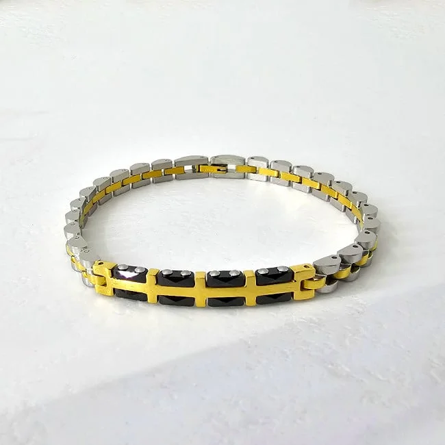 Bratara otel XAY, unisex, ambalata in cutie eleganta, Auriu/Negru/Argintiu, XAY4