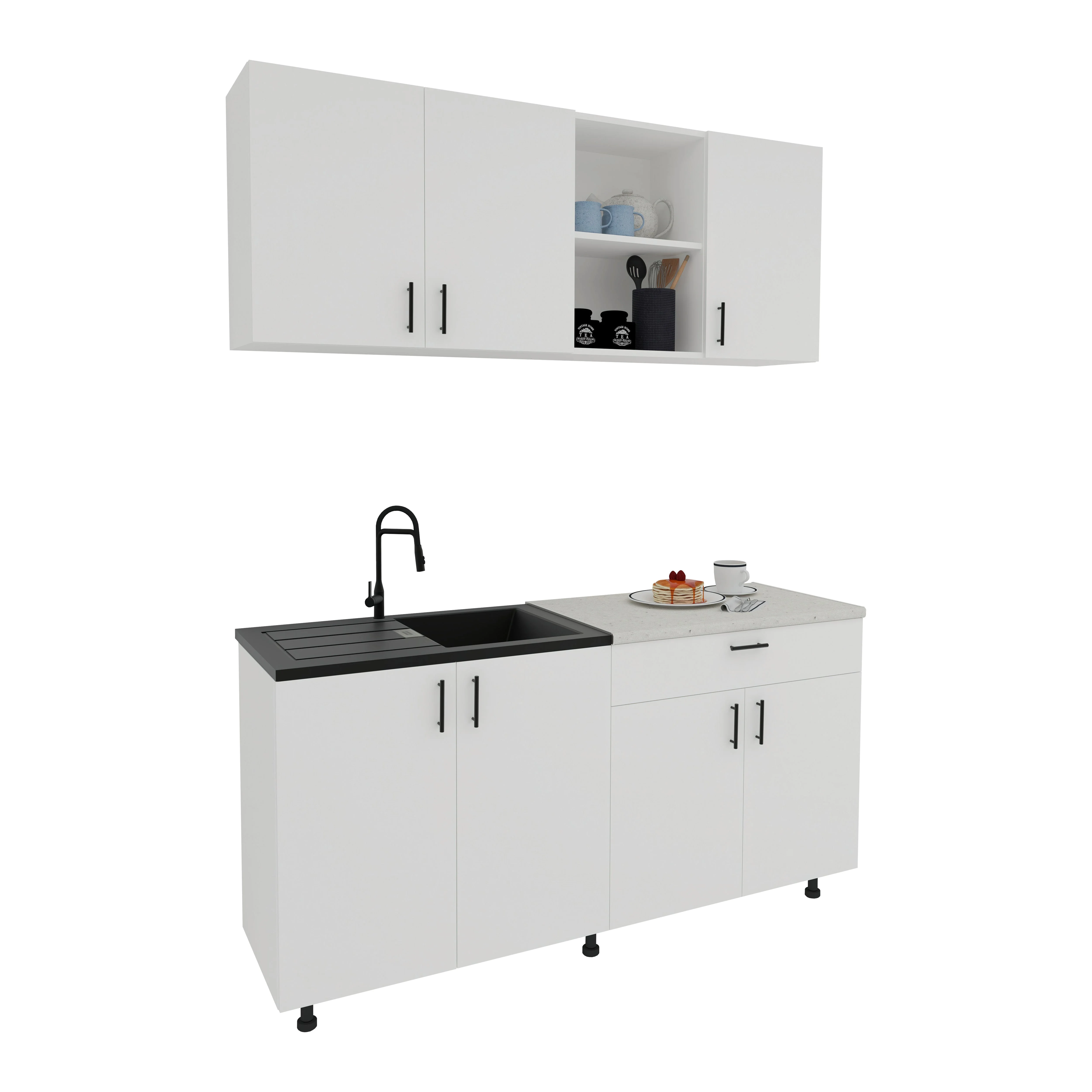 Bucatarie Roma, Alb, L 160 cm