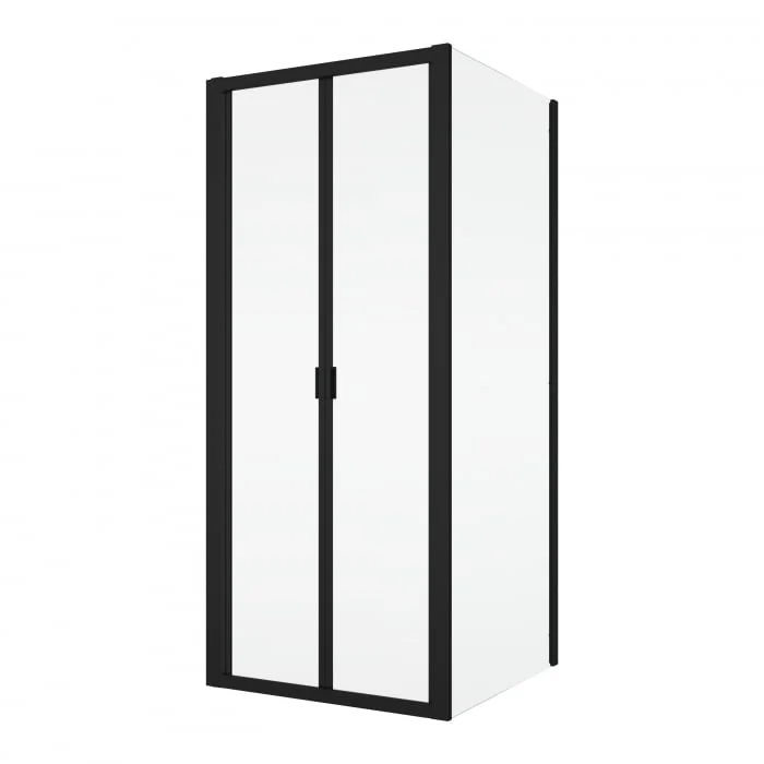 Cabina de dus 80x70 cm, cu usa pliabila culisanta, negru mat, Ronal Divera