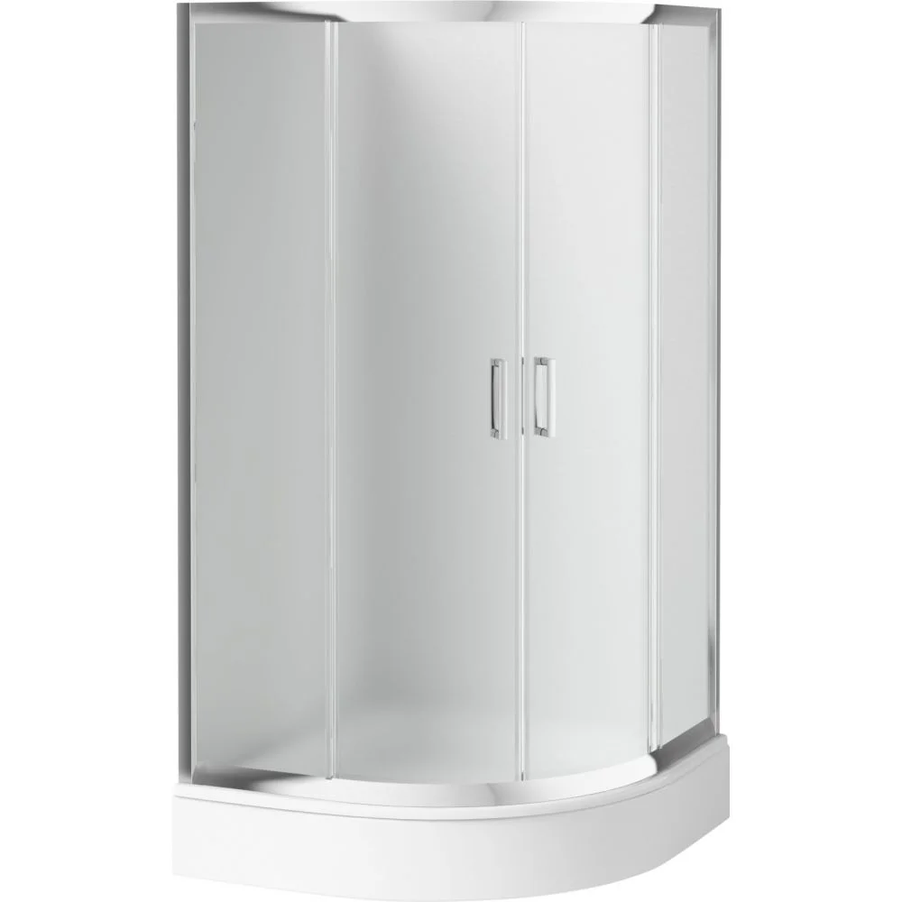 Cabina dus semirotunda 90x90 cm, sticla brumata cu 2 usi culisante, Deante Funkia
