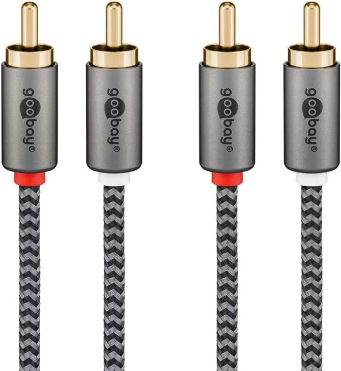 Cablu audio 2 x RCA la 2 x RCA T-T 2m brodat, Goobay Plus G65293