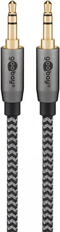 Cablu audio jack stereo 3.5mm T-T 1m brodat, Goobay Plus G65273