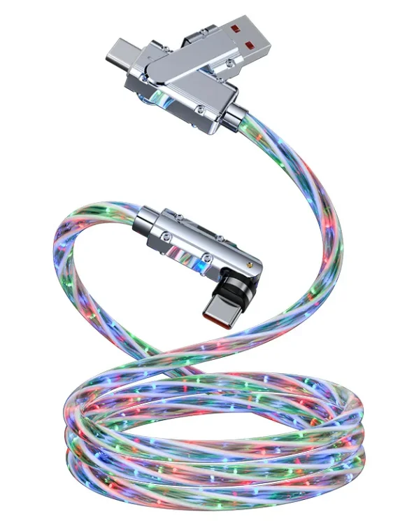 Cablu de date cu incarcare super rapida si lumina LED PD 4 in 1
