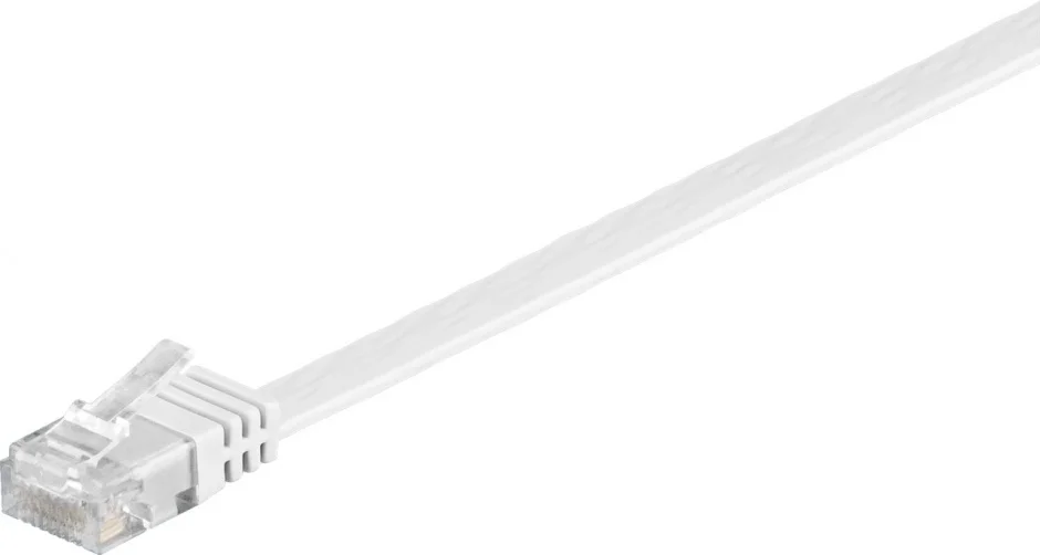 Cablu de retea flat cat 6 UTP alb 1.5m, Goobay 95192